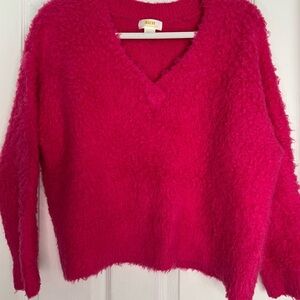 Anthropologie Pink V-Neck Sweater with Relaxed‎ Fit